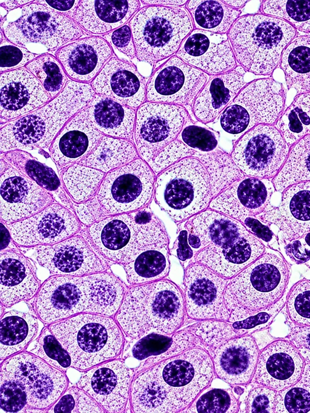Magnified cells under a microscope