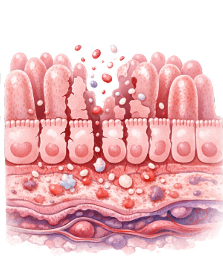 A damaged gut barrier